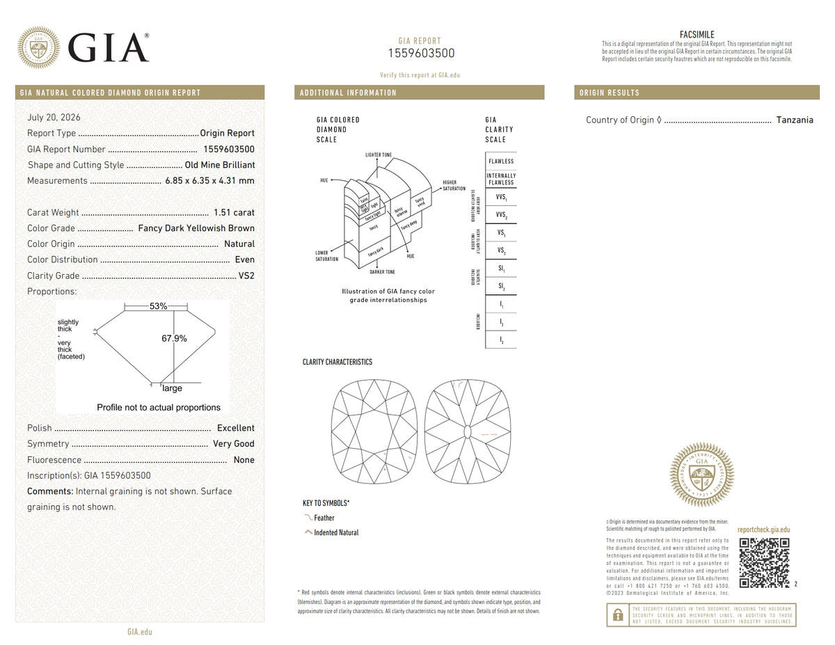 1.51ct | Cognac VS2 Cushion Shape Old Mine Cut Diamond (GIA) - Modern Rustic Diamond