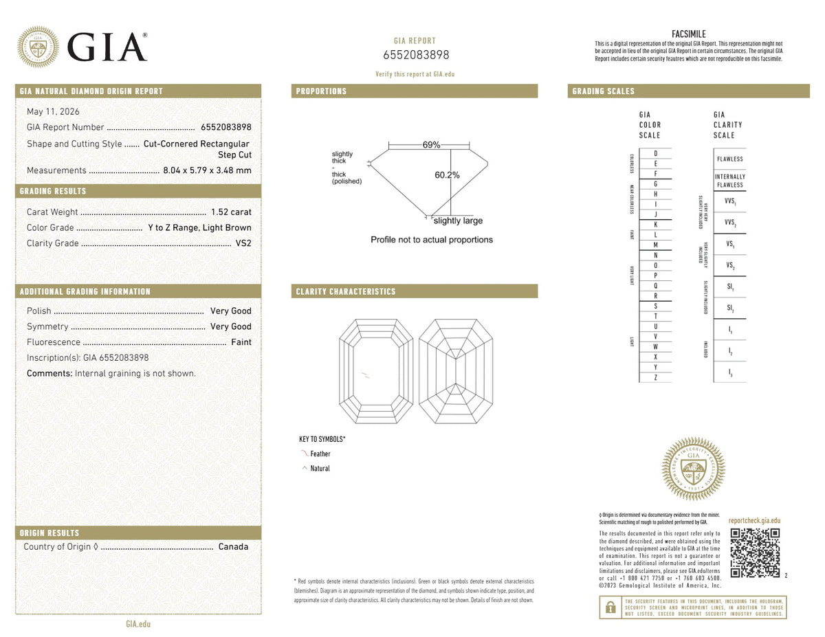 1.52ct | Y-Z/VS2 Octagonal Shape Step Cut Diamond (GIA) - Modern Rustic Diamond