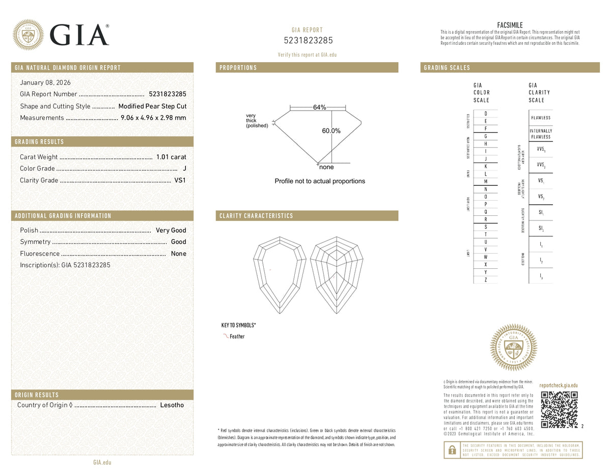 1.01ct | J/VS1 Pear Shape Step Cut Diamond (GIA) - Modern Rustic Diamond