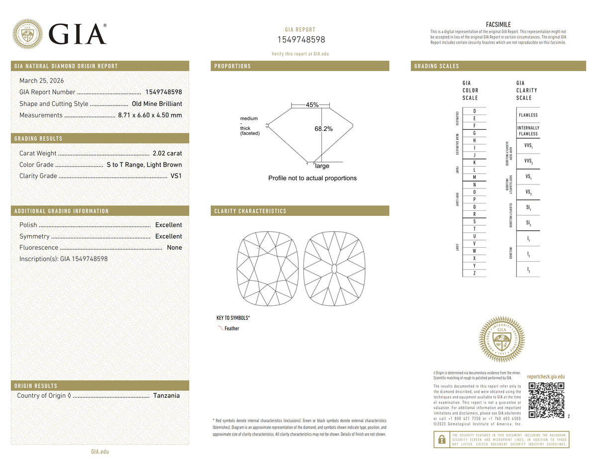 2.02ct | S-T/VS1 Cushion Shape Old Mine Cut Diamond (GIA) - Modern Rustic Diamond
