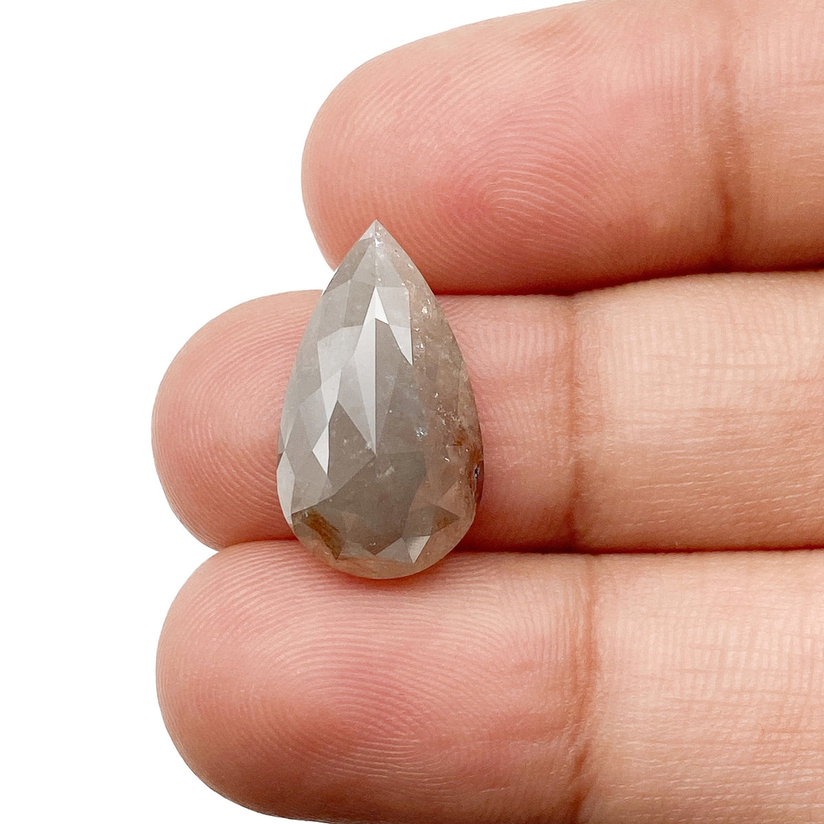 7.23ct | Salt & Pepper Pear Shape Rose Cut Diamond - Modern Rustic Diamond