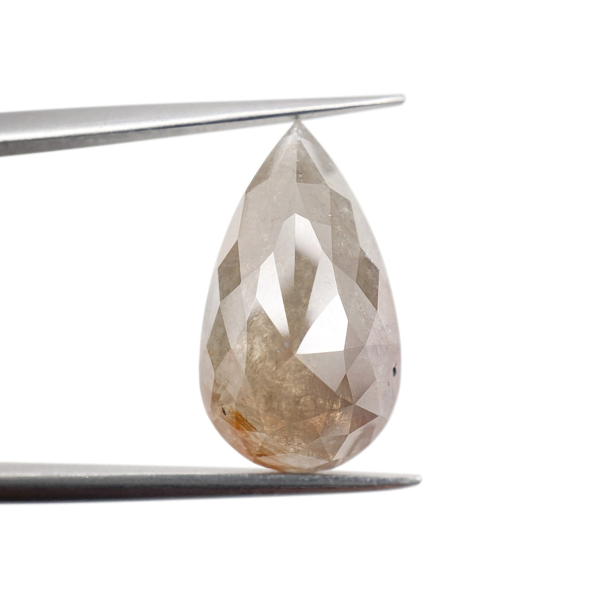 7.23ct | Salt & Pepper Pear Shape Rose Cut Diamond - Modern Rustic Diamond