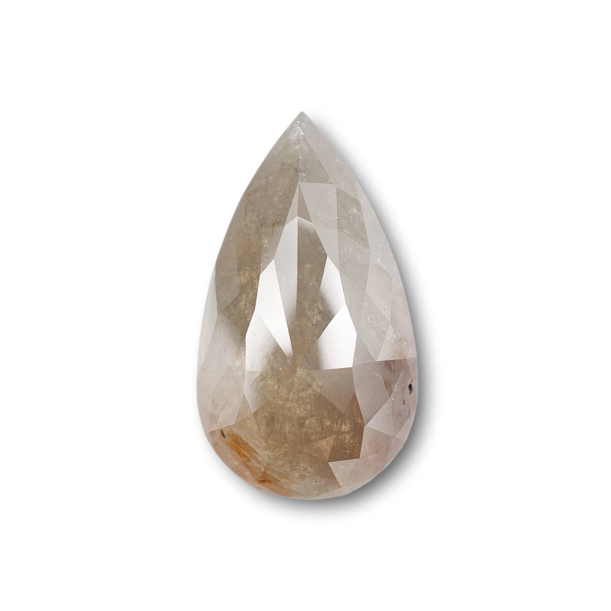 7.23ct | Salt & Pepper Pear Shape Rose Cut Diamond - Modern Rustic Diamond