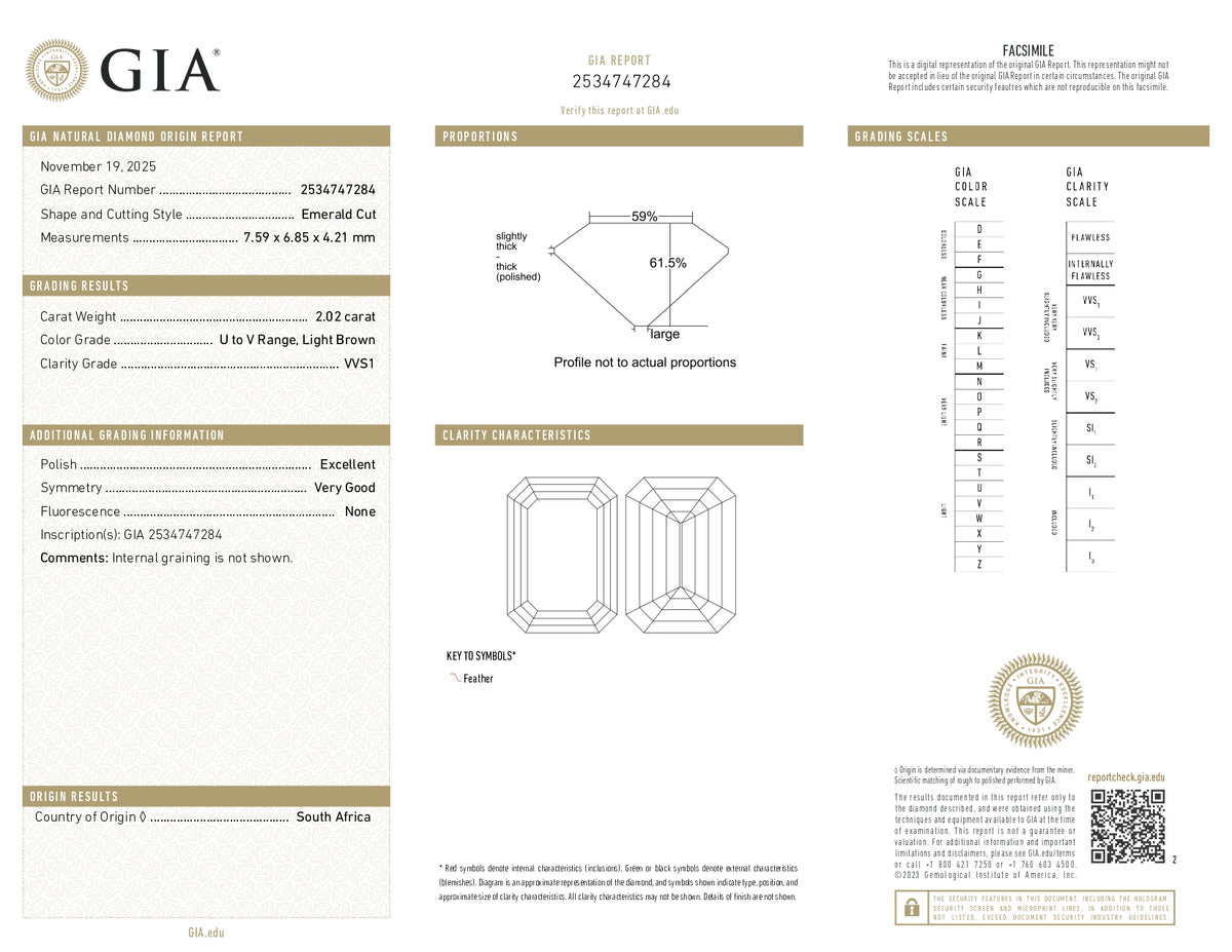 2.02ct | U-V/VVS1 Emerald Shape Step Cut Diamond (GIA) - Modern Rustic Diamond