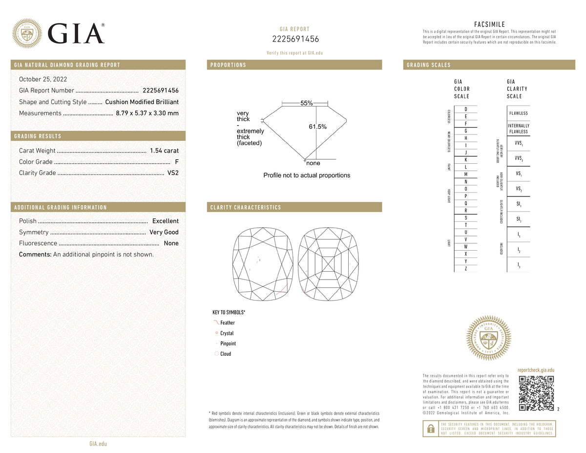1.54ct | F/VS2 Cushion Shape Brilliant Cut Diamond (GIA) - Modern Rustic Diamond