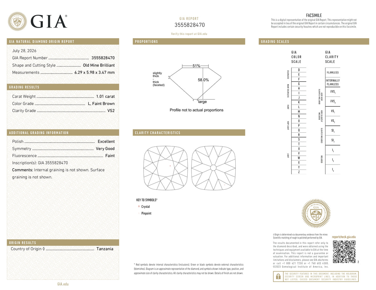 1.01ct | L/VS2 Cushion Shape Old Mine Cut Diamond (GIA) - Modern Rustic Diamond