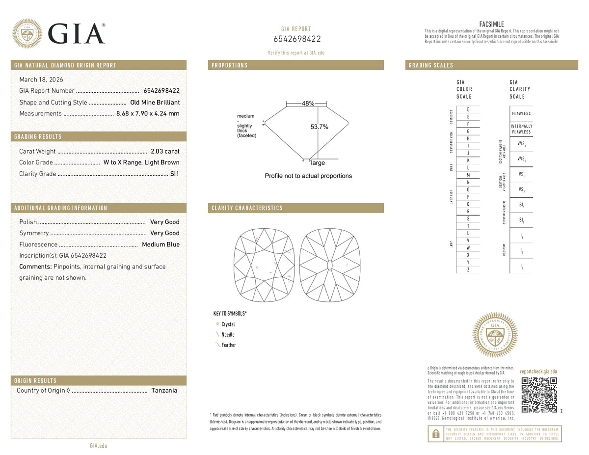 2.03ct | W-X/SI1 Cushion Shape Vintage Old Mine Cut Diamond (GIA) - Modern Rustic Diamond