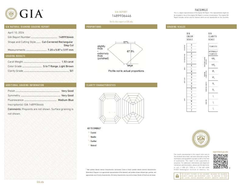 1.53ct | S-T/SI1 Octagonal Shape Step Cut Diamond (GIA) - Modern Rustic Diamond