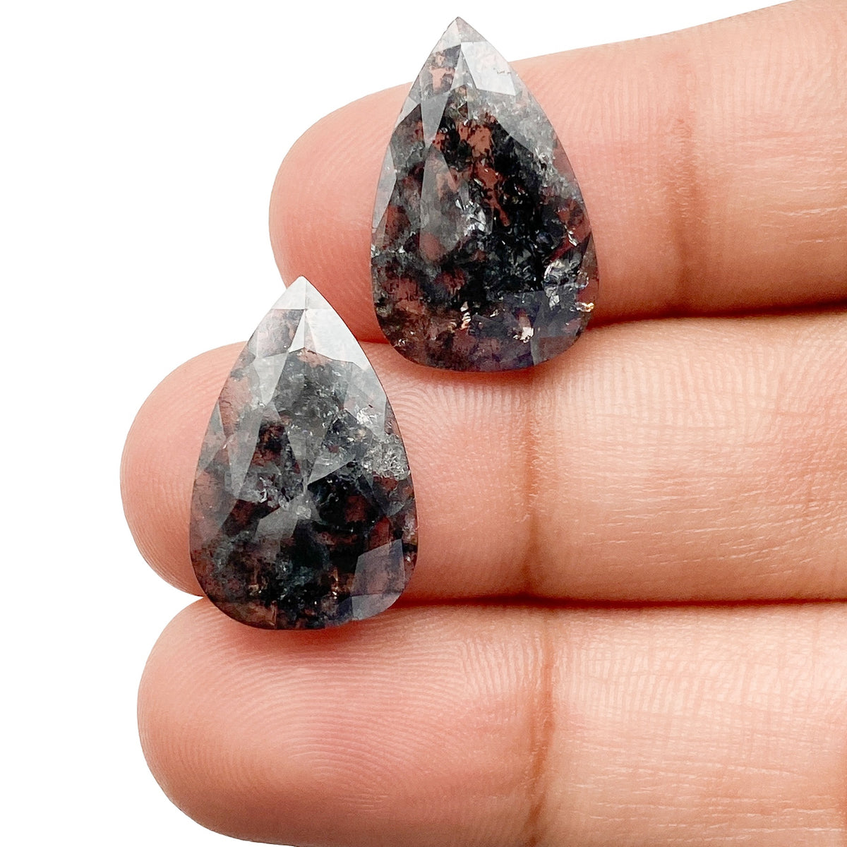 7.56cttw | Rustic Pear Shape Rose Cut Diamond Matched Pair - Modern Rustic Diamond