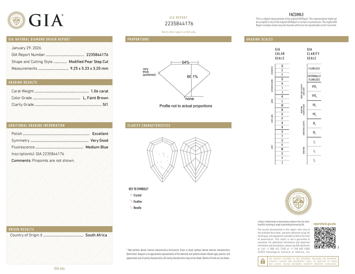 1.06ct | L/SI1 Pear Shape Lattice Cut Diamond (GIA) - Modern Rustic Diamond