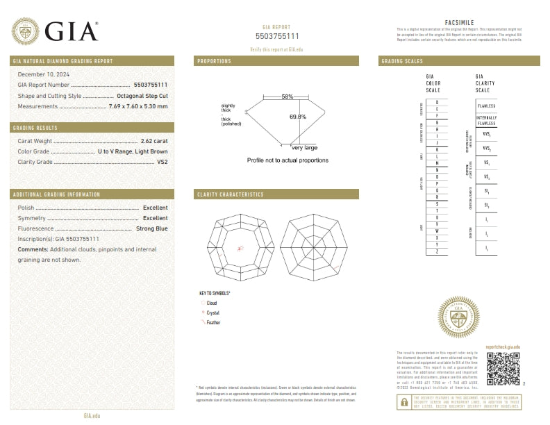 2.62ct | U-V/VS2 Octagonal Shape Step Cut Diamond (IGI) - Modern Rustic Diamond