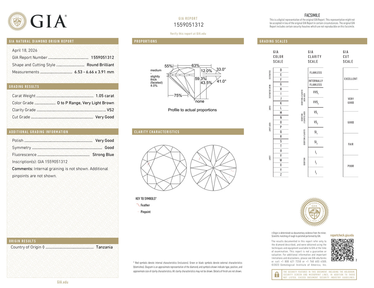 1.05ct | O-P/VS2 Round Shape Brilliant Cut Diamond (GIA) - Modern Rustic Diamond