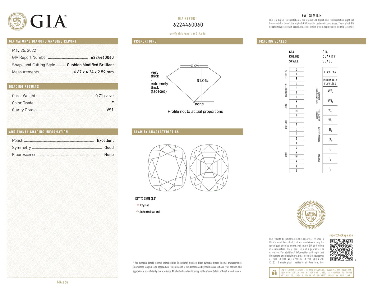 0.71ct | F/VS1 Cushion Shape Brilliant Cut Diamond (GIA) - Modern Rustic Diamond