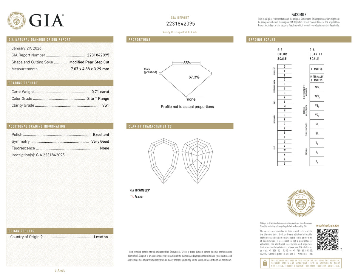 0.71ct | S-T/VS1 Pear Shape Step Cut Diamond (GIA) - Modern Rustic Diamond