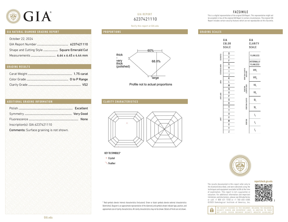 1.75ct | O-P/VS2 Asscher Shape Step Cut Diamond (GIA) - Modern Rustic Diamond