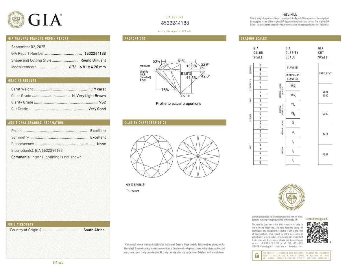 1.19ct | N/VS2 Round Shape Brilliant Cut Diamond (GIA) - Modern Rustic Diamond