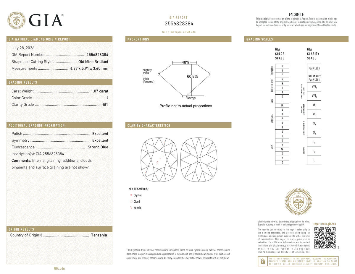 1.07ct | J/SI1 Cushion Shape Old Mine Cut Diamond (GIA) - Modern Rustic Diamond