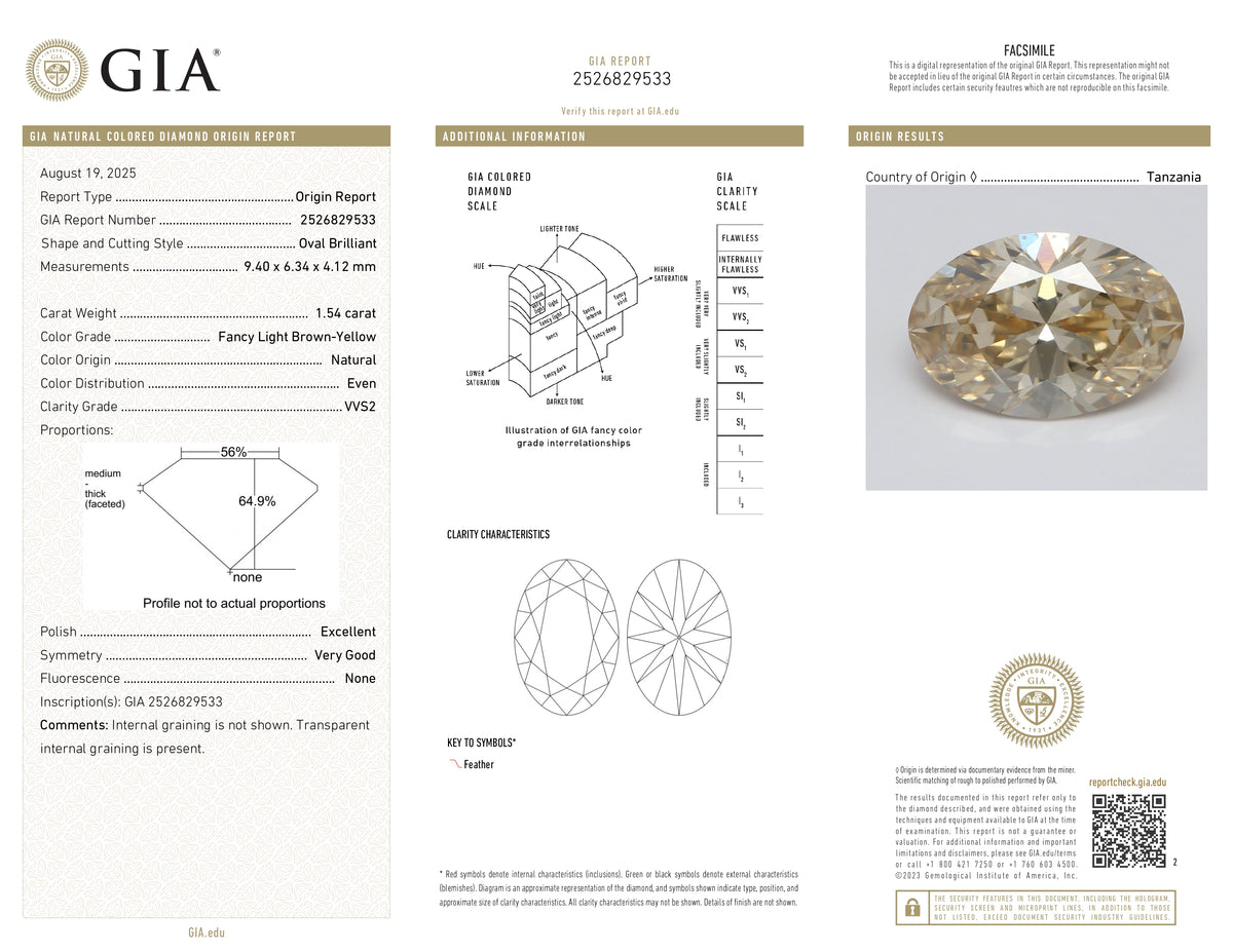 1.54ct | Fancy Light Brownish Yellow VVS2 Oval Shape Brilliant Cut Diamond (GIA) - Modern Rustic Diamond