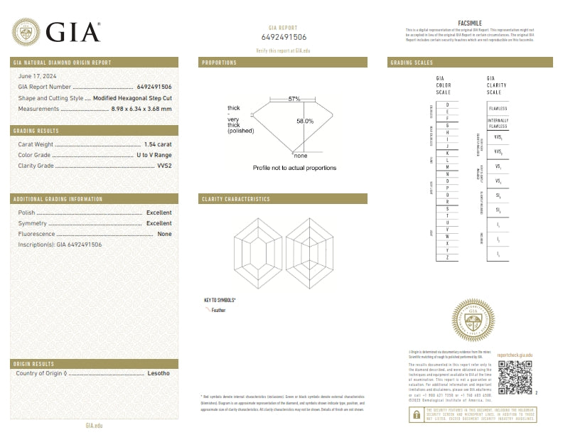 1.54ct | U-V/VVS2 Hexagon Shape Step Cut Diamond (GIA) - Modern Rustic Diamond