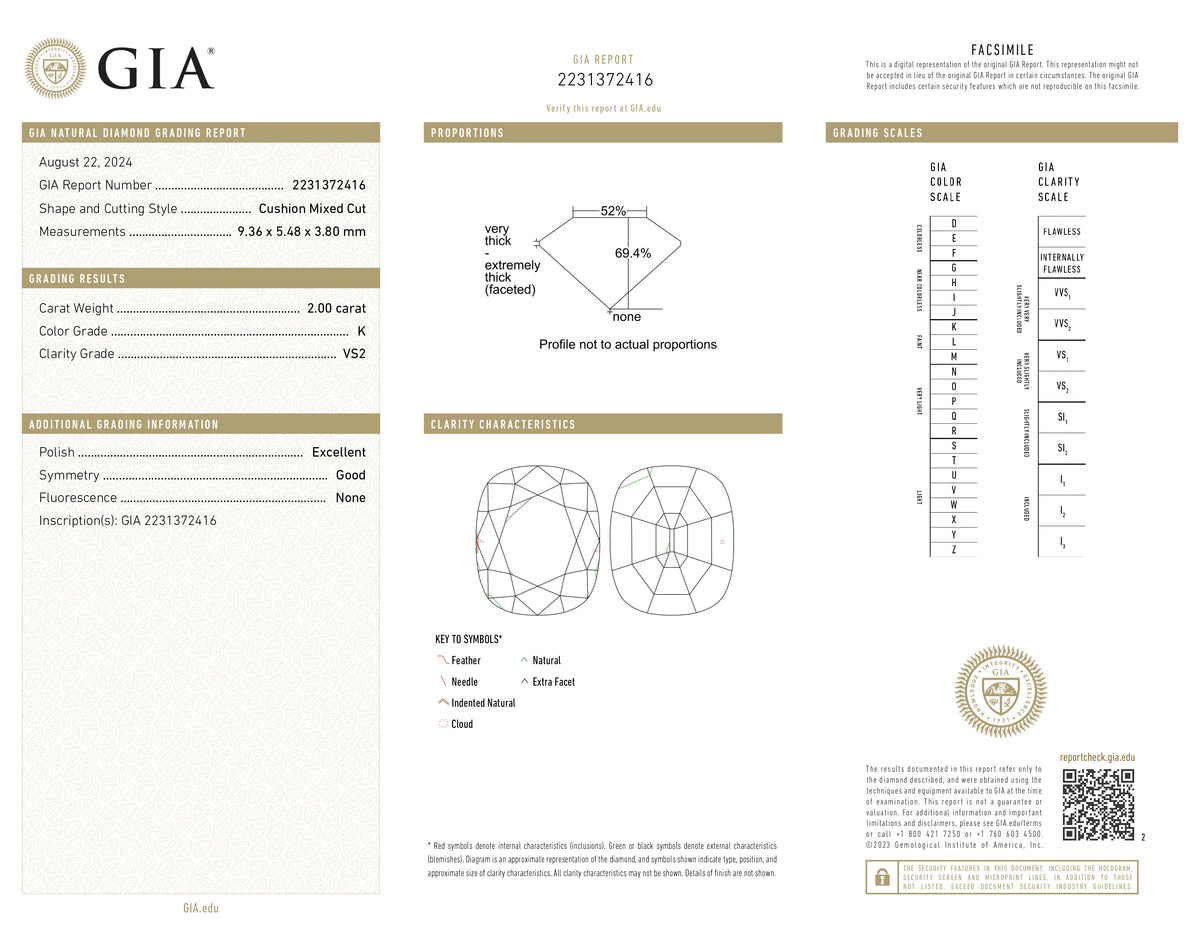 2.00ct | K/VS2 Cushion Shape Brilliant Cut Diamond (GIA) - Modern Rustic Diamond