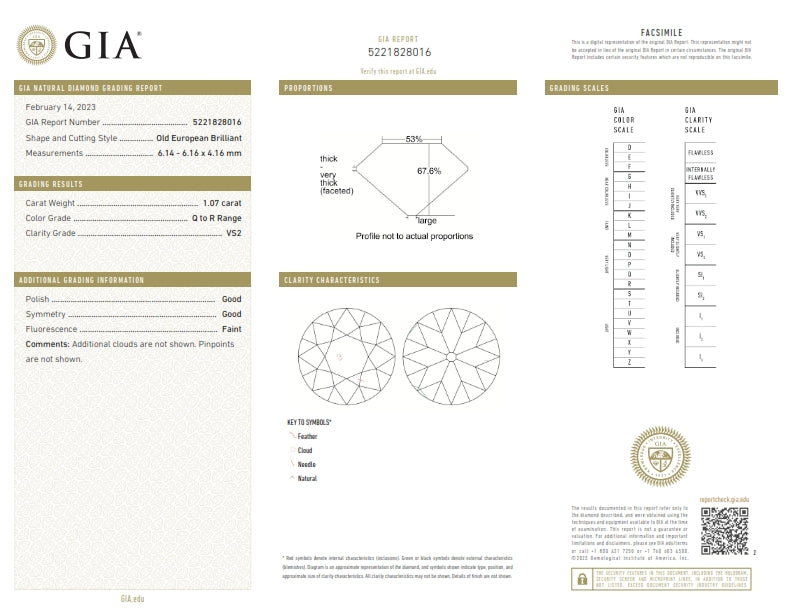 1.07ct | Q-R/VS2 Round Shape Old European Cut Diamond (GIA) - Modern Rustic Diamond