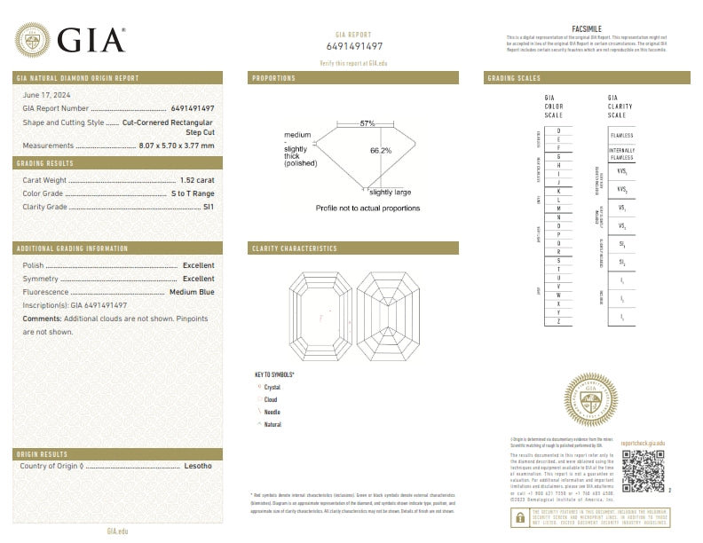 1.52ct | S-T/SI1 Octagonal Shape Step Cut Diamond (GIA) - Modern Rustic Diamond