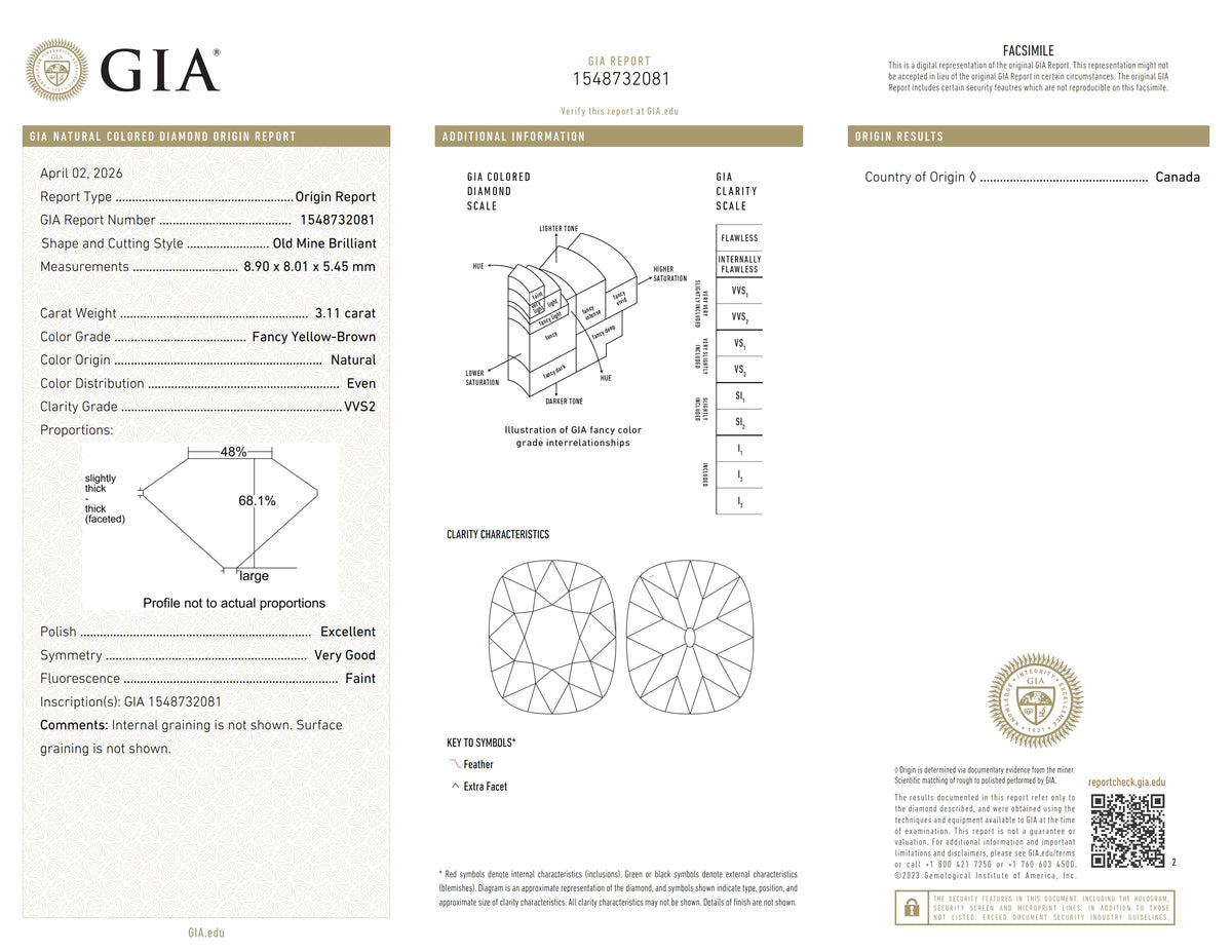 3.11ct | Fancy Light Brown VVS2 Cushion Shape Old Mine Cut Diamond (GIA) - Modern Rustic Diamond