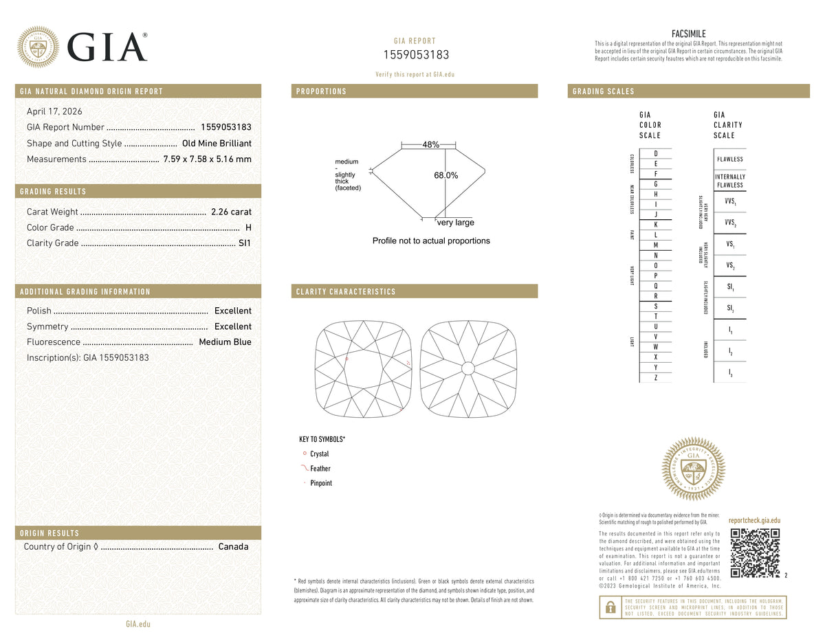 2.26ct | H/SI1 Cushion Shape Old Mine Cut Diamond (GIA) - Modern Rustic Diamond