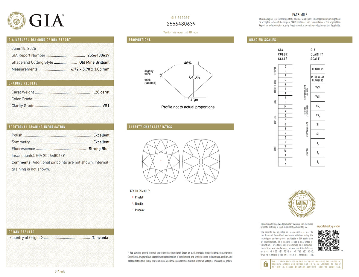 1.28ct | I/VS1 Cushion Shape Old Mine Cut Diamond (GIA) - Modern Rustic Diamond