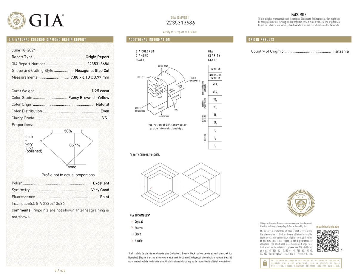 1.25ct | Fancy Brownish Yellow VS1 Hexagon Shape Step Cut Diamond (GIA) - Modern Rustic Diamond