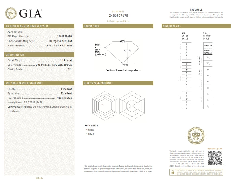 1.19ct | O-P/SI1 Hexagon Shape Step Cut Diamond (GIA) - Modern Rustic Diamond