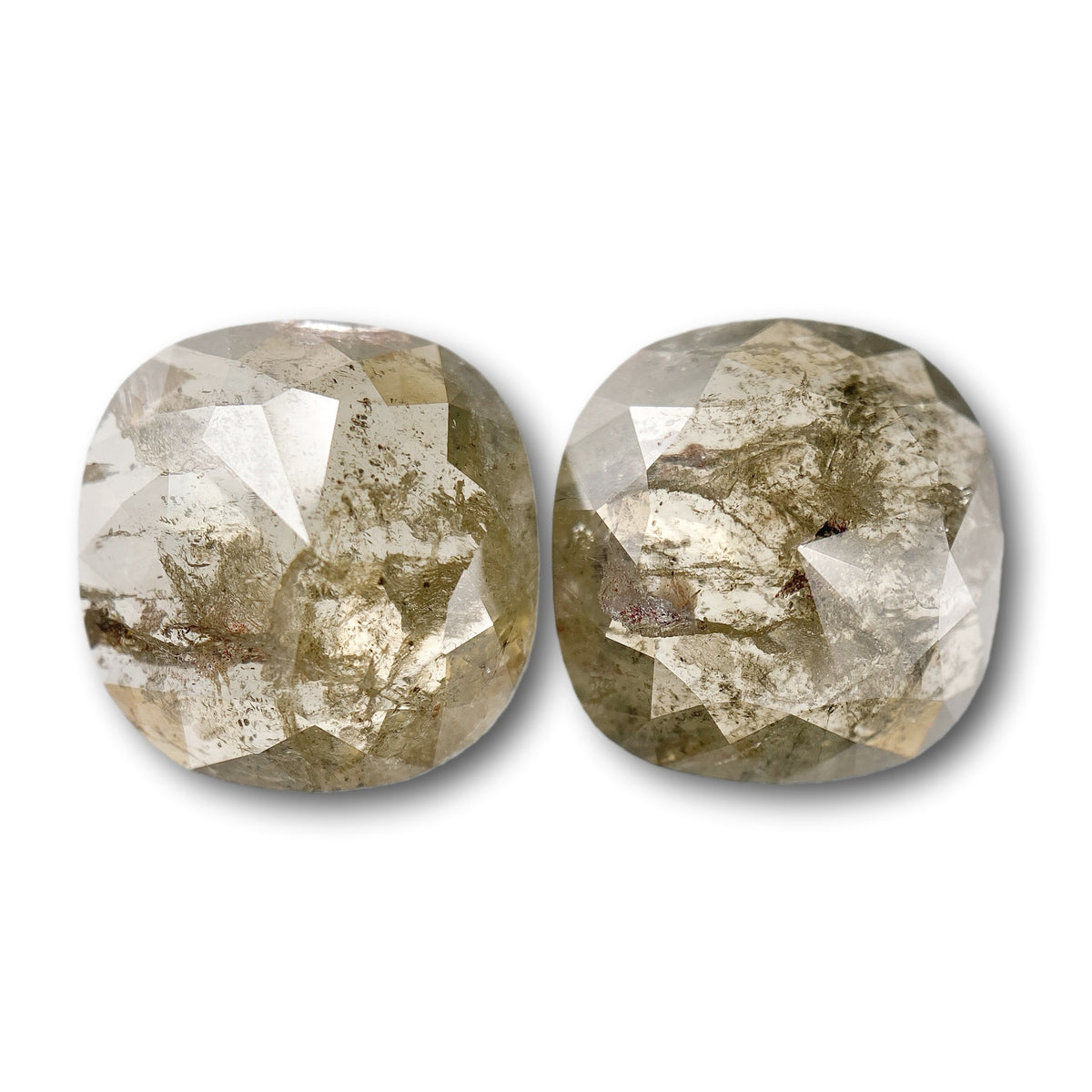 8.62cttw | Rustic Cushion Shape Rose Cut Diamond Matched Pair - Modern Rustic Diamond