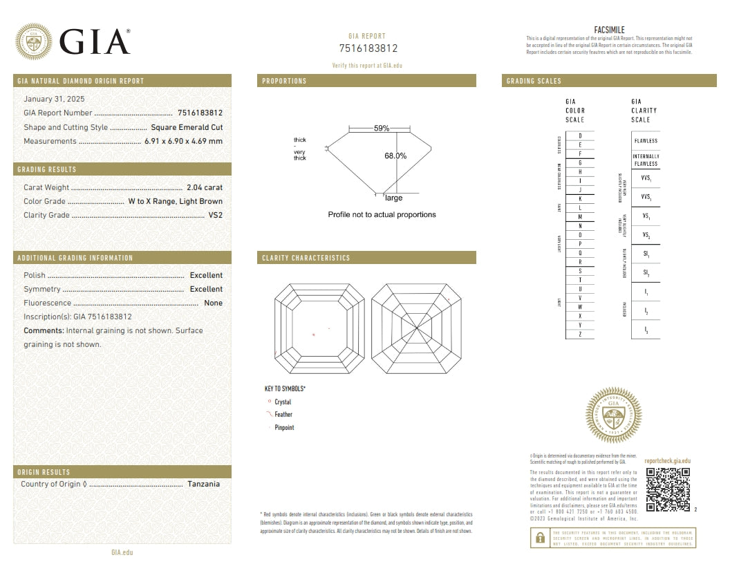 2.04ct | W-X/VS2 Asscher Shape Step Cut Diamond (GIA) - Modern Rustic Diamond