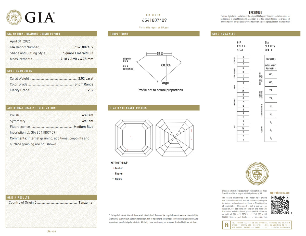 2.02ct | S-T/VS2 Asscher Shape Step Cut Diamond (GIA) - Modern Rustic Diamond