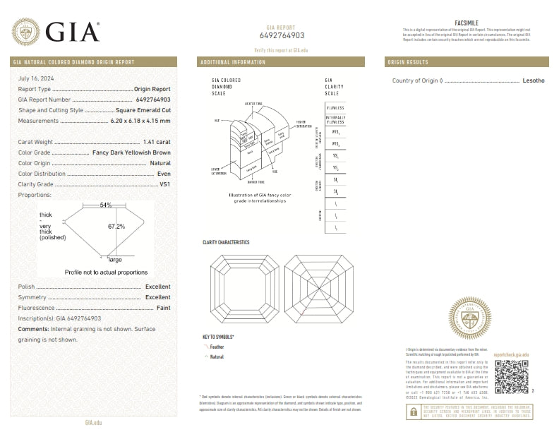 1.41ct | Cognac VS1 Asscher Shape Step Cut Diamond (GIA) - Modern Rustic Diamond