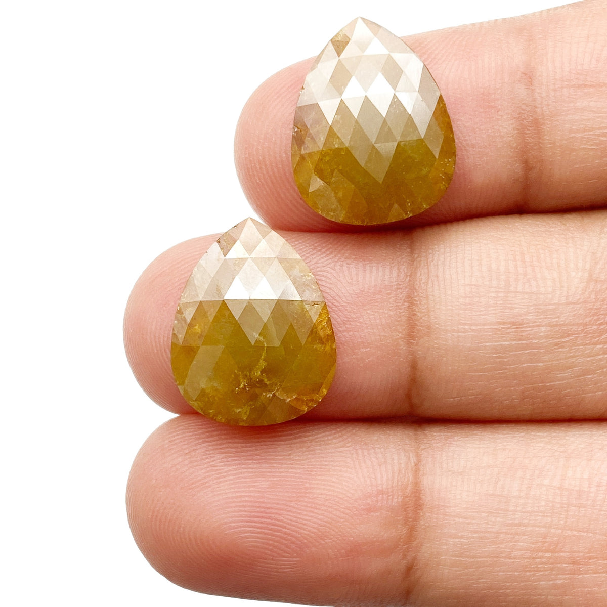 9.49cttw | Salt & Pepper Pear Shape Rose Cut Diamond Matched Pair - Modern Rustic Diamond