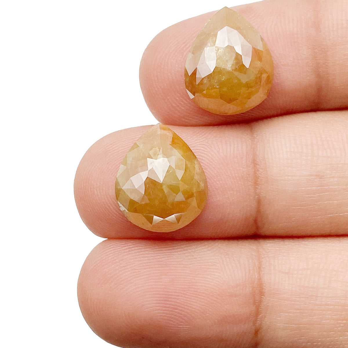 9.57cttw | Salt & Pepper Pear Shape Rose Cut Diamond Matched Pair - Modern Rustic Diamond