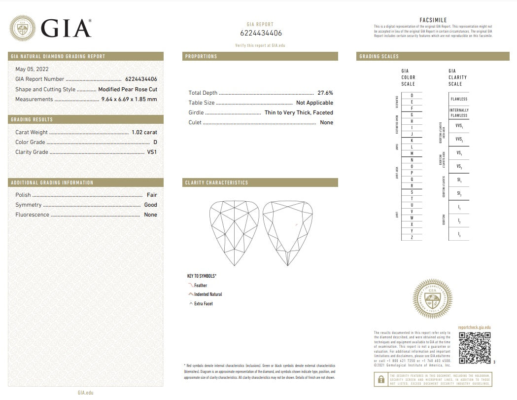 1.02ct | D/VS1 Pear Shape Rose Cut Diamond (GIA) - Modern Rustic Diamond