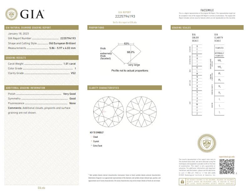 1.01ct | I/VS2 Round Shape Old European Cut Diamond (GIA) - Modern Rustic Diamond