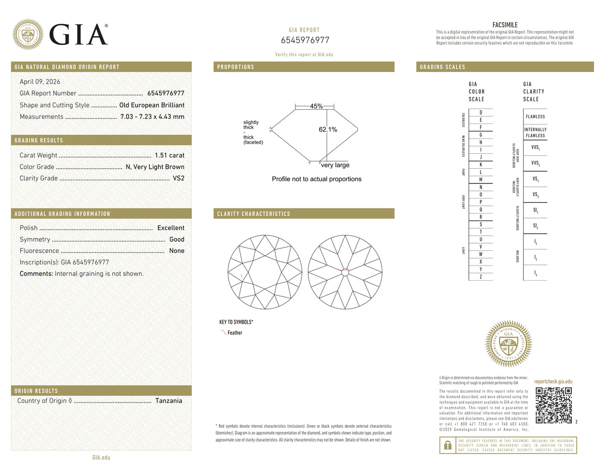 1.51ct | N/VS2 Round Shape Old European Cut Diamond (GIA) - Modern Rustic Diamond