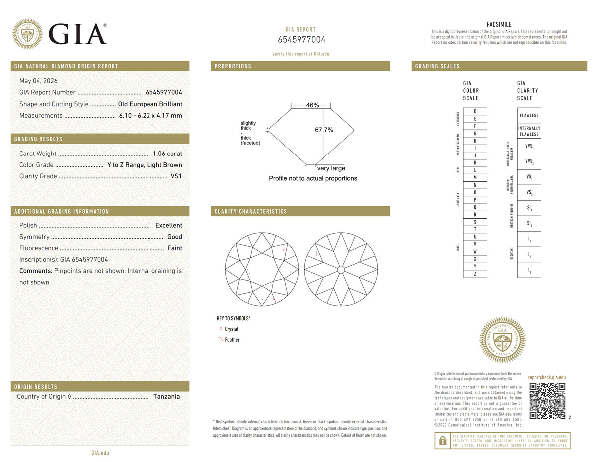 1.06ct | Y-Z/VS1 Round Shape Old European Cut Diamond (GIA) - Modern Rustic Diamond