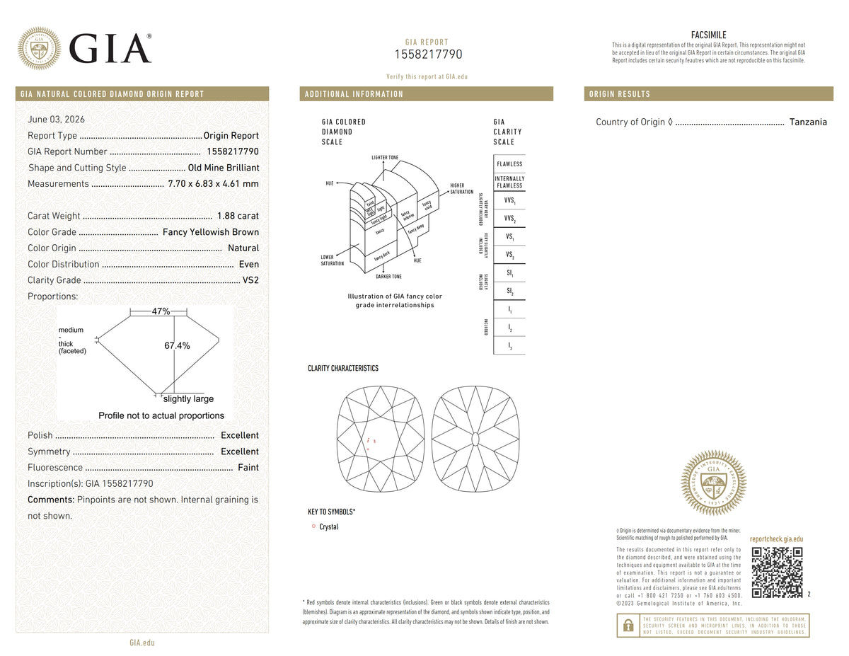 1.88ct | Champagne VS2 Cushion Shape Old Mine Cut Diamond (GIA) - Modern Rustic Diamond