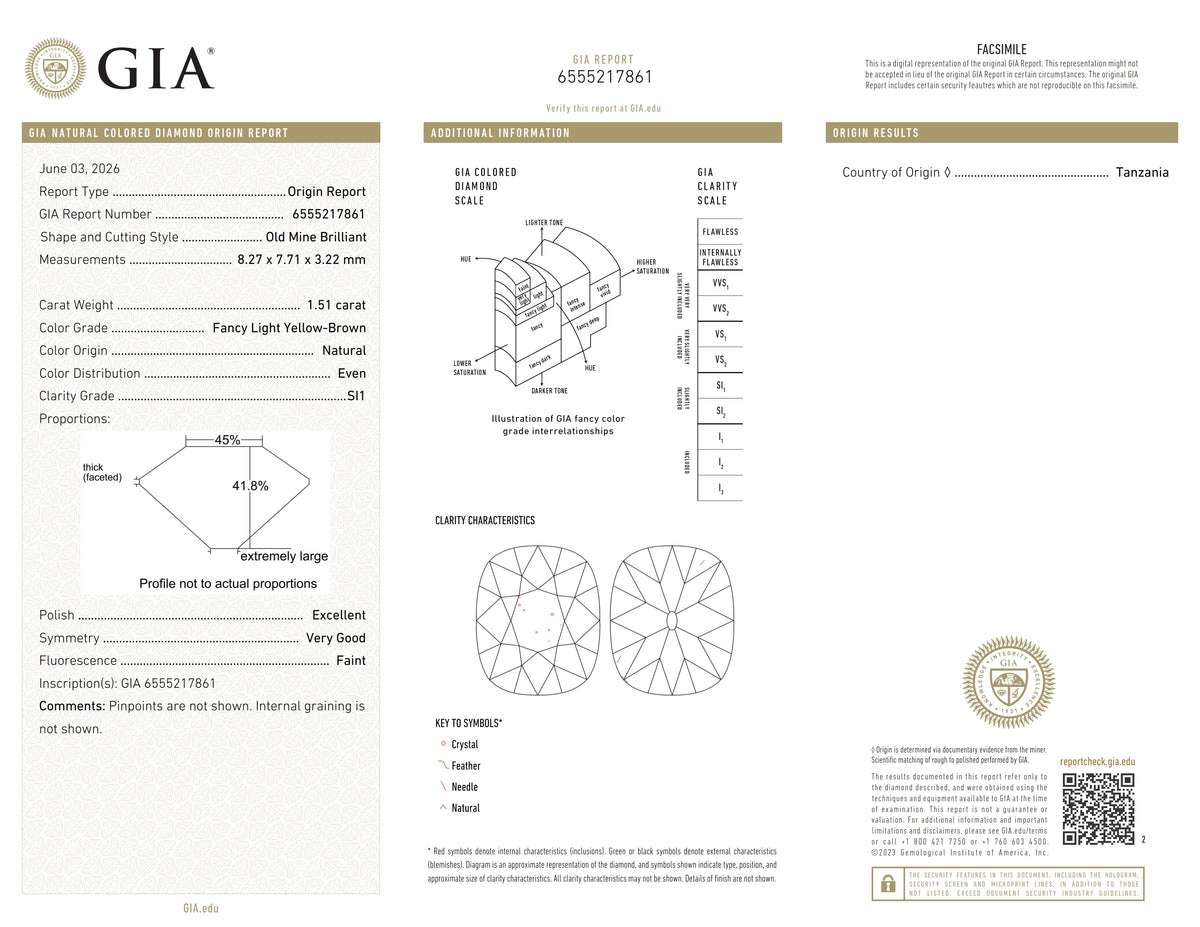 1.51ct | Champagne SI1 Cushion Shape Old Mine Cut Diamond (GIA) - Modern Rustic Diamond
