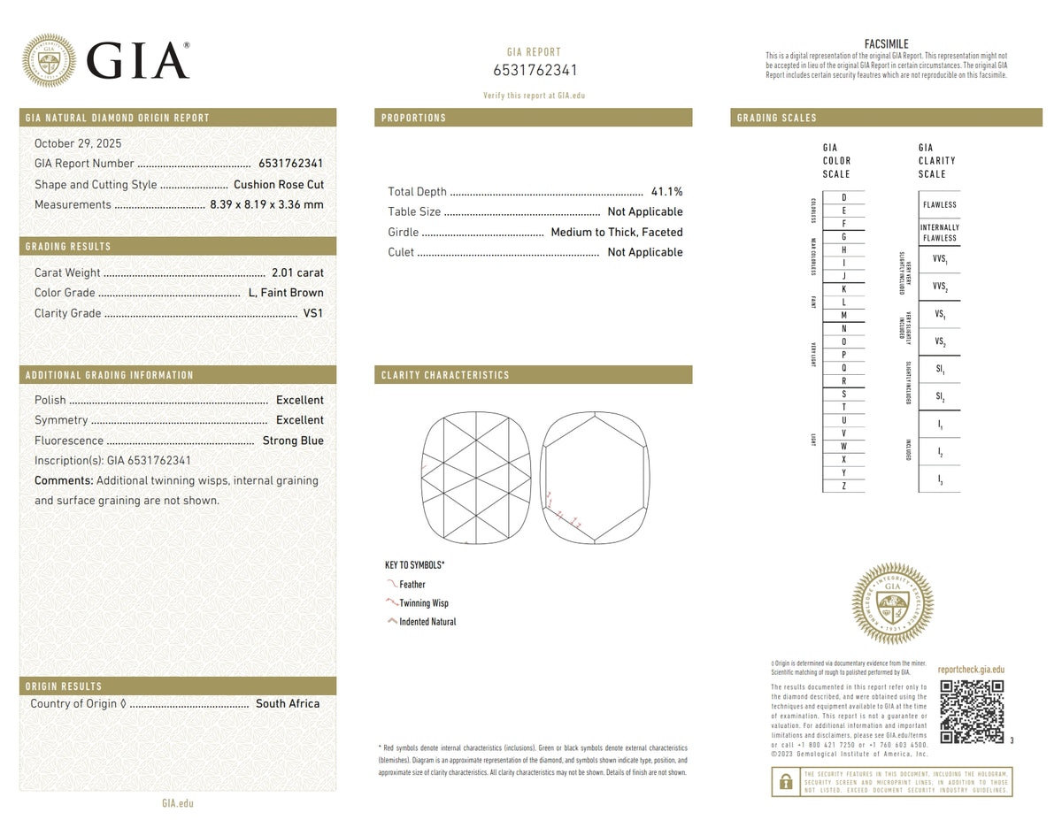 2.01ct | L/VS1 Cushion Shape Rose Cut Diamond (GIA) - Modern Rustic Diamond
