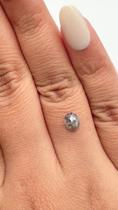 0.93ct | Salt & Pepper Oval Shape Rose Cut Diamond - Modern Rustic Diamond