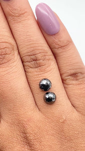 1.98cttw | Black Round Shape Rose Cut Diamond Matched Pair - Modern Rustic Diamond