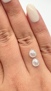 2.52cttw | Salt & Pepper Pear Shape Rose Cut Diamond Matched Pair - Modern Rustic Diamond