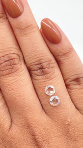 0.82cttw | G-H VS-SI Round Shape Rose Cut Diamond Matched Pair - Modern Rustic Diamond
