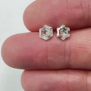 2.17cttw | G-H VS1-SI1 Hexagon Shape Step Cut Diamond Matched Pair - Modern Rustic Diamond