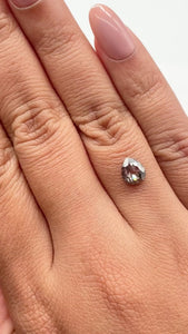 0.89ct | Salt & Pepper Pear Shape Rose Cut Diamond - Modern Rustic Diamond